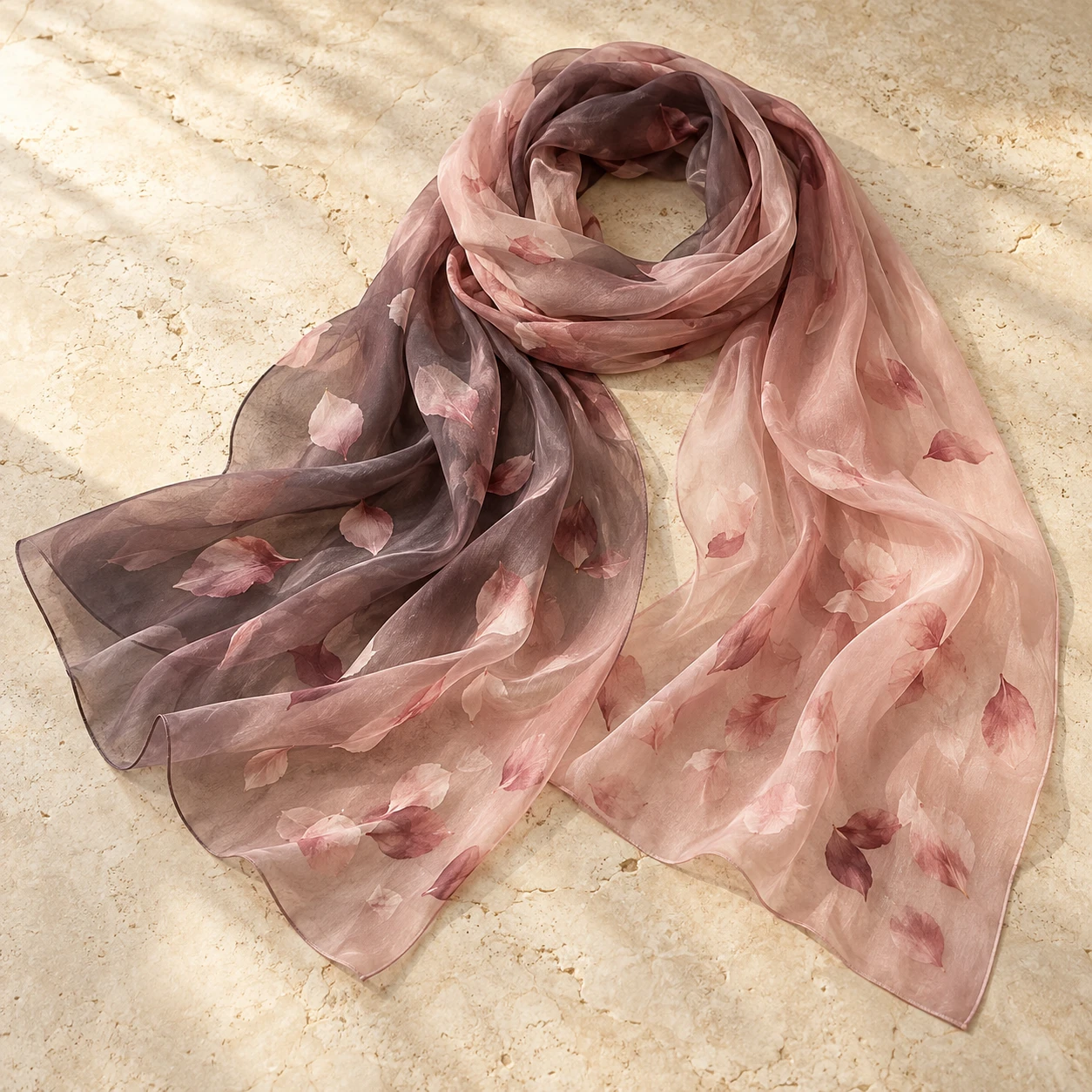 Dusk Petal Silk Shawl in Dusk / Blush